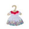 Bigjigs Toys Weißes geblümtes Kleid mit rotem Kragen für Puppe 25 cm