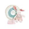 Doudou-Geschenkset - Plüschhase Ecru mit rosa Decke aus Bio-Baumwolle 22 cm
