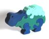 Fauna Massivholzpuzzle Nilpferd blau
