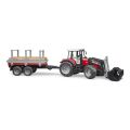 Bruder Massey Ferguson 7480 Traktor mit Frontlader und Holzträger
