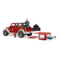 Bruder Red Fire JEEP WRANGLER mit Figur und Zubehör