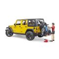 Bruder Jeep Wrangler Rubicon mit Radfahrer und Fahrrad