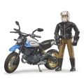 Bruder 63051 BWORLD Motorrad Scrambler Ducati Cafe Racer mit Fahrer