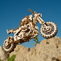 Ugears Mechanisches 3D-Holzpuzzle UGR-10 Motorrad (Scrambler) mit Karre