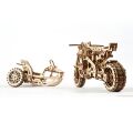 Ugears Mechanisches 3D-Holzpuzzle UGR-10 Motorrad (Scrambler) mit Karre