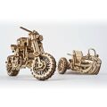 Ugears Mechanisches 3D-Holzpuzzle UGR-10 Motorrad (Scrambler) mit Karre