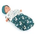 Petitcollin Grüner und weißer Schlafsack (für Puppe 36-40 cm)