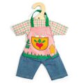 Bigjigs Toys Gartenhose mit karierter Bluse für Puppe 34 cm