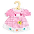 Bigjigs Toys Rosa kariertes Kleid mit Latz für Puppe 34 cm