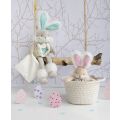 Doudou Hase Spielzeug mit Rassel und Schnullerhalter 21 cm