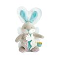 Doudou Hase Spielzeug mit Rassel und Schnullerhalter 21 cm