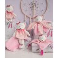 Doudou Geschenkset - Plüsch-Schlafunterlage rosa Katze 20 cm