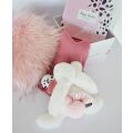 Doudou-Geschenkset - Plüschkaninchen mit rosa Pompon 25 cm