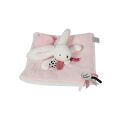 Doudou Geschenkset rosa - Kaninchen mit quadratischer Decke 25 cm