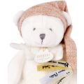 Doudou Geschenkset Teddybär mit Schnullerkette und Kuscheldecke Rosa 20 cm