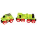 Bigjigs Rail Grüne Lokomotive mit Tender + 3 Gleise
