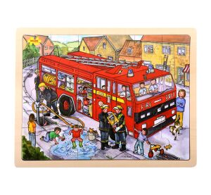 Bigjigs Toys Holzpuzzle Feuerwehrleute 24 Teile