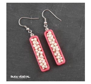 Live Jewellery - Ohrringe Jardiniere rosa mit permanenten weißen Blumen