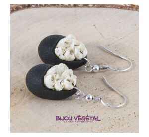 Live Jewellery - Tear Ohrringe schwarz mit weißen Mini-Betten