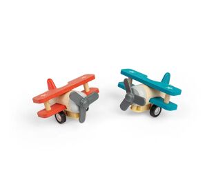 Bigjigs Toys Rückziehflugzeug Doppeldecker aus Holz 1 Stk.