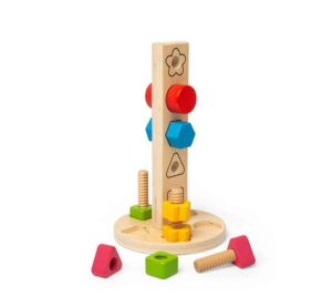 Bigjigs Toys Holzturm mit Schrauben und Muttern