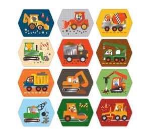 Petit Collage Memo-Spiel Baumaschinen