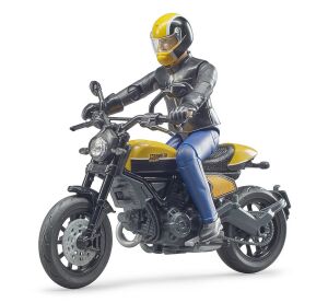 Bruder 63053 BWORLD Motorrad Scrambler Ducati Cafe Racer mit Fahrer