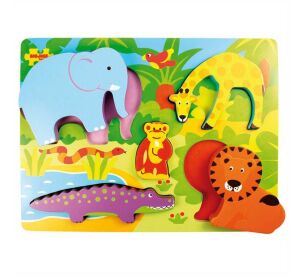 Bigjigs Toys Hölzernes Safari-Puzzle