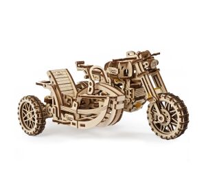 Ugears Mechanisches 3D-Holzpuzzle UGR-10 Motorrad (Scrambler) mit Karre