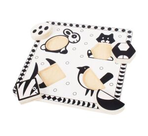 Bigjigs Toys Holzpuzzle schwarz und weiß Formen 2