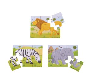 Bigjigs Toys Puzzle 3in1 safari tiere