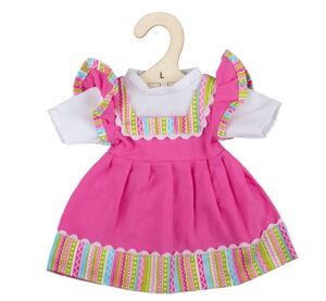 Bigjigs Toys Rosa Kleid mit gestreifter Zierleiste für Puppe 38 cm