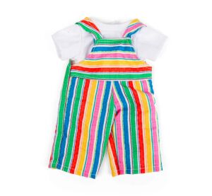 Bigjigs Toys Gestreifte Latzhosen und weißes T-Shirt für Puppe 28 cm