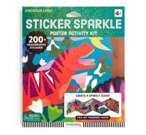 Mudpuppy Set Glitzeraufkleber mit der Szene Dinosaurierwelt