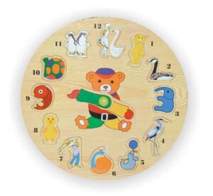 Einsteckbare Lernpuzzle-Uhr Tiere