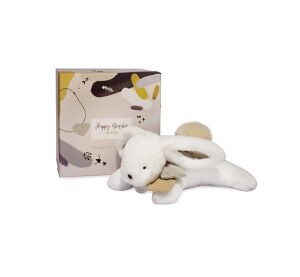 Doudou-Geschenkset - Plüschkaninchen mit beigem Pompon 25 cm