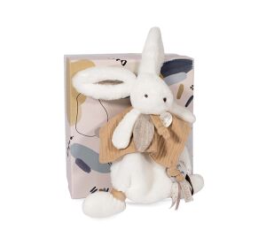 Doudou-Geschenkset - Plüschkaninchen mit Fliegenpilz 25 cm beige