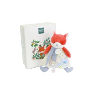 Doudou Geschenkset Plüschfuchs Romarin mit Schnullerhalter 19 cm