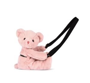 Doudou Plüsch-Umhängetasche Bär Rosa 30 cm