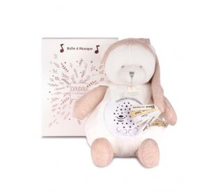 Doudou Geschenkset Musikalisches Nachtlicht mit Projektion Teddybär Rosa