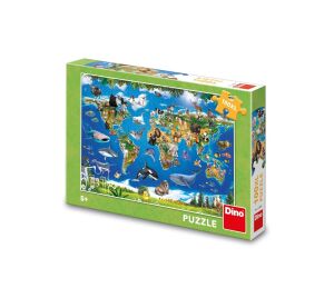 Dino Puzzle Karte der Tiere 100 XL-Teile