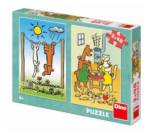 Dino Puzzle Hund und Katze 2x48 Teile