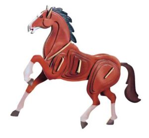 Woodcraft Holz 3D Puzzle farbiges Pferd
