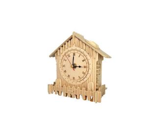 Woodcraft Holzpuzzle 3D Uhr Haus