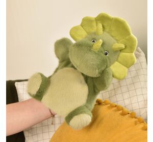Doudou Histoire d'Ours Plüsch-Handpuppe Grüner Dinosaurier 24 cm