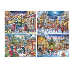 HOP Puzzle Weihnachtseinkäufe 4x500 Teile