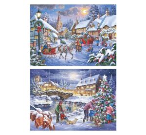 HOP Puzzle Weihnachten naht 2×500 große Teile