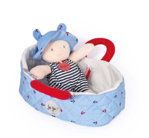 Doudou Jolijou Puppe in blauer Tragetasche 20 cm