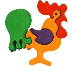 Fauna Massivholzpuzzle kleiner Hahn