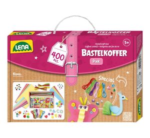 Lena Kreativní kufřík pro malé kutily, růžový 400 ks